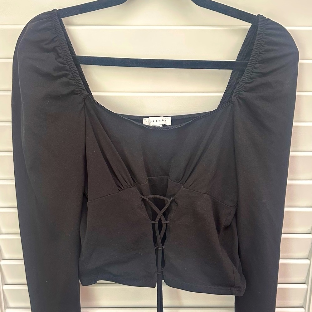 Topshop Black Ruched Blouse